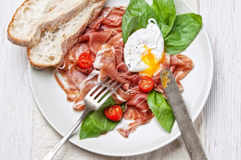 Ham Salad with Poached Egg