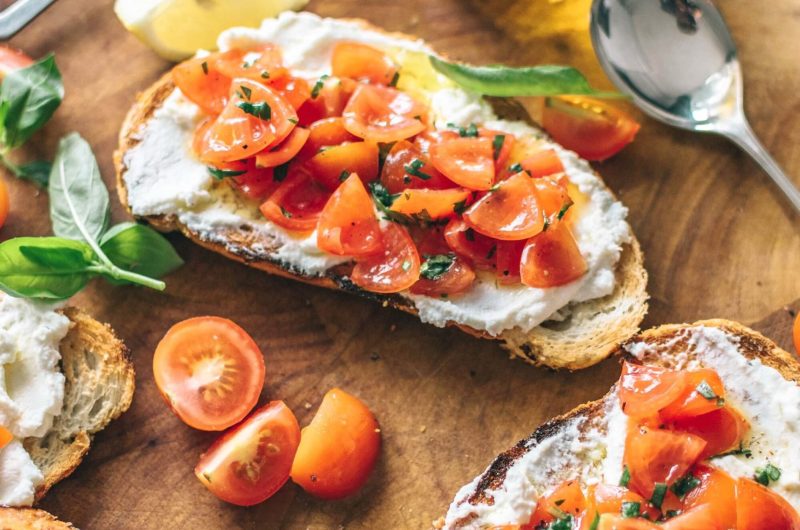 Basil Cream Cheese Bruschetta